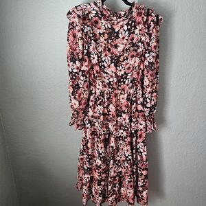 Rachel Parcell Autumn Bouquet Dress Floral Ruffle Tiered Long Sleeve Size 4 Midi